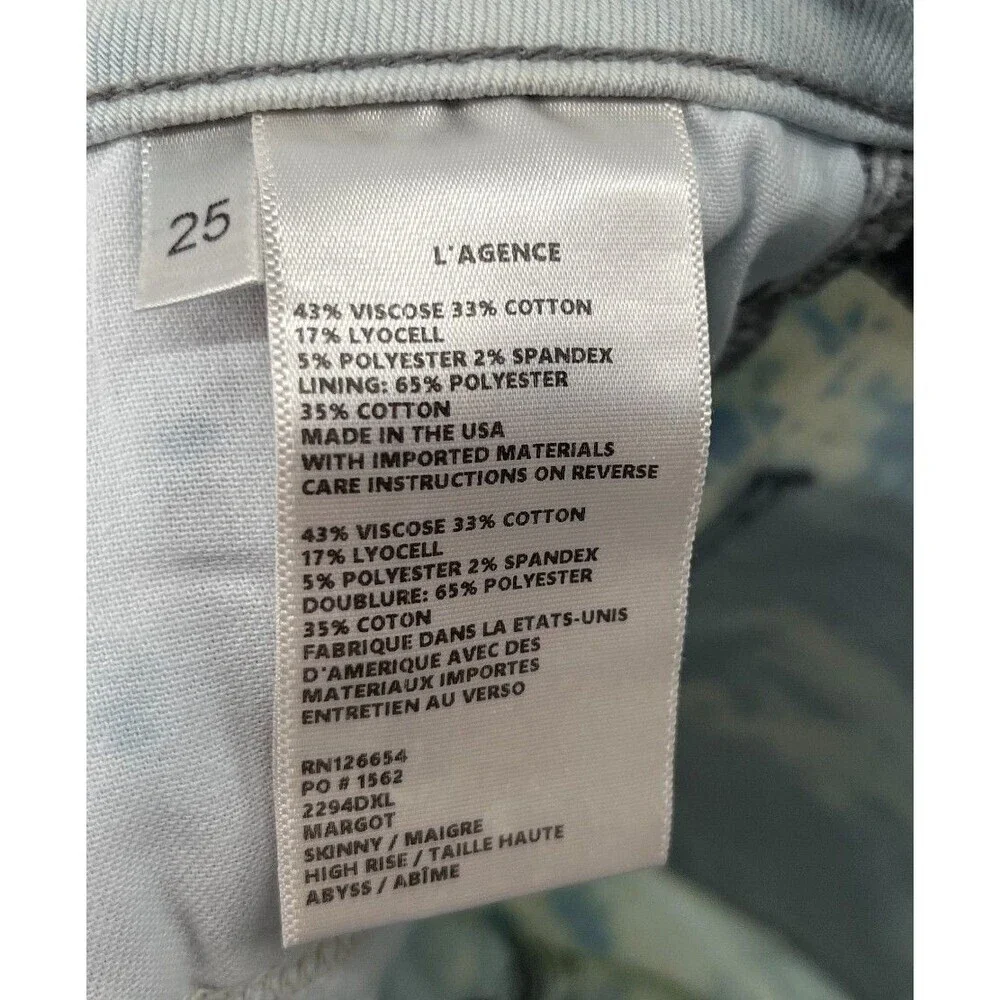 L'Agence Jeans Women's Size 25 Abyss Blue Tie Dye Skinny Margot